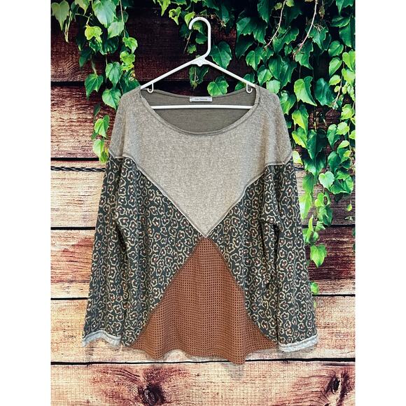 Ces Femme Tops - Ces Femme Light Weight Long Sleeve Colorblock Blouse Shirt Scoop Neck Women's XL